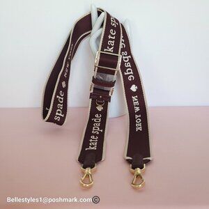 KATE SPADE Webbing Bag Strap with Embroidered Logo- Dark Merlot color ⭐